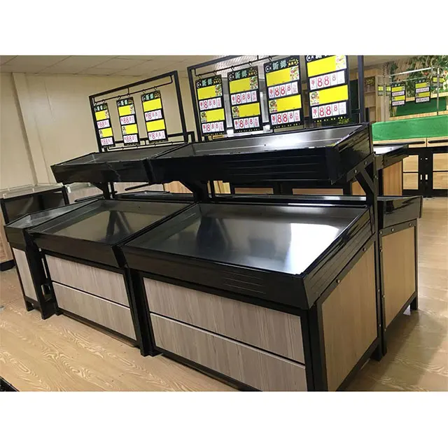 Mobile fruit vegetable displays Supermarket Shelf Fresh fruit stands Store Display Racks for fruit