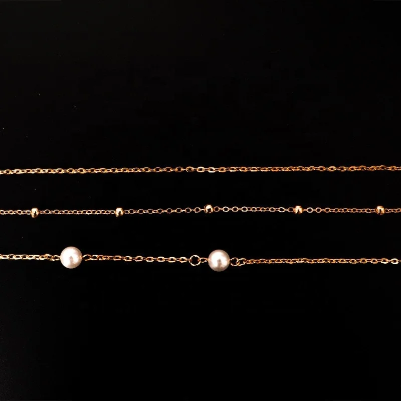 Fashion imitation pearl temperament multi-layer waist chain female simple bead fine chain body chain skirt dress accessories