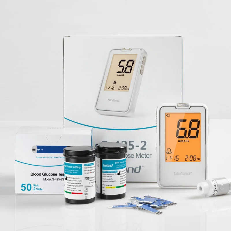 CE Certified Bioland Voice Digital Blood Glucose Monitor Quick Check Blood Sugar Tester With 100 Pcs Test Strips