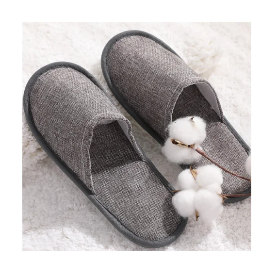 Factory sale  disposable EVA linen canvas non-woven fabric Customized logo luxury hotel slipper