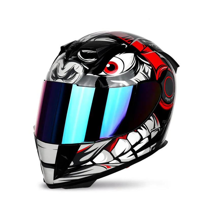 Stock Electric Motorcycle Helmet Full-Coverage Cool Plated Color Lens Motorcycle Bicycle Full Face Helmet