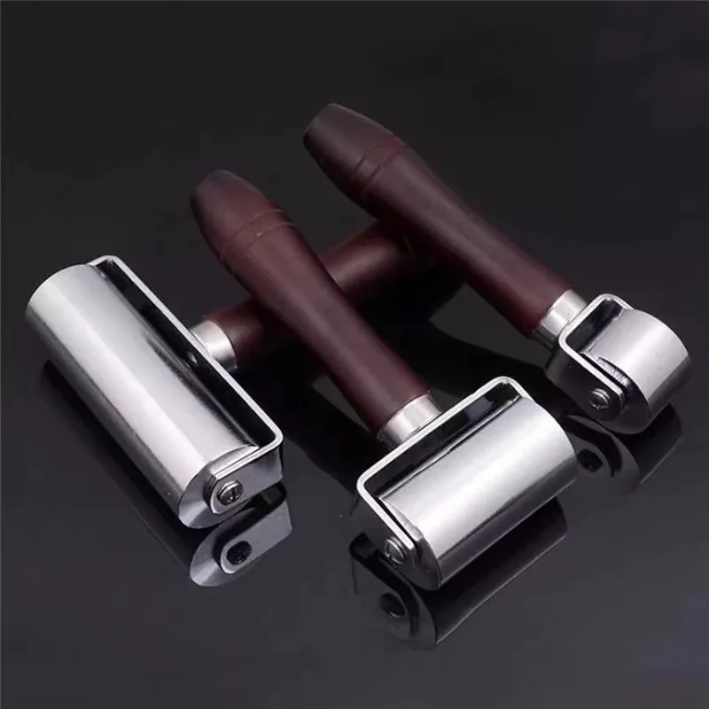 Leather Press Edge Roller Leathercraft Wooden Handle Carbon Steel Creaser Diy Leather Rolling Craft Roller Tool 60mm