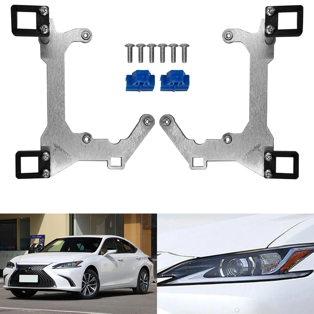 Car Lens Frame Headlights Holder Metal Brackets Mounting Transition Adapter for Lexus ES 2018-2020 LED Low Configuration