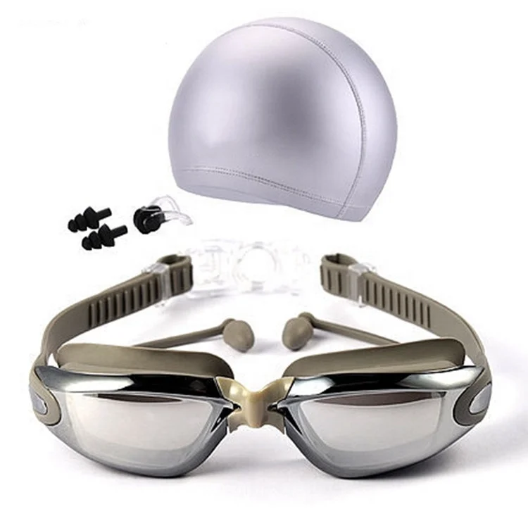 Cap Nose Clip Earplug Hat Packages Goggles for Swim No Leaking Adult UV Protection Triathlon Anti Fog Swimming Goggles