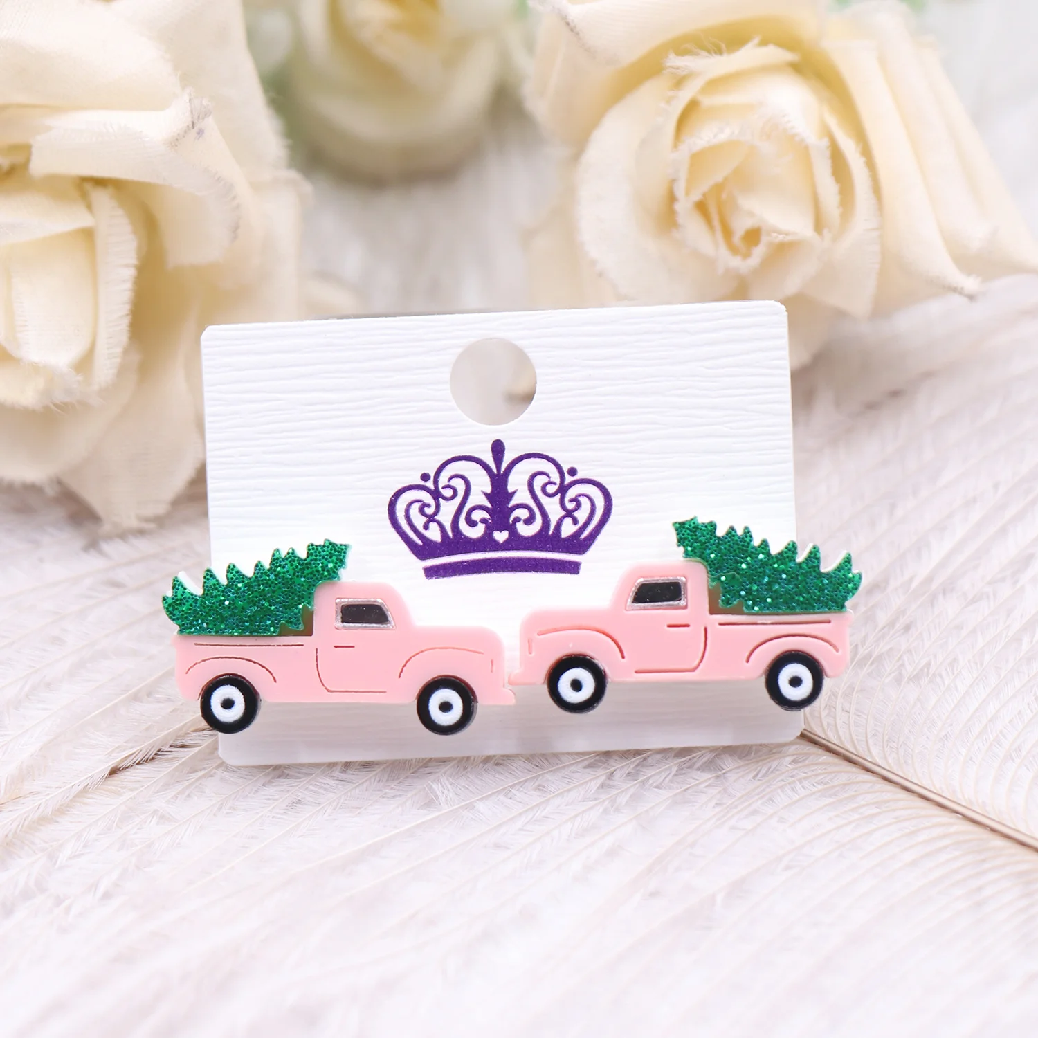 ERS372ER1606  1Pair New product CN Stud earring For women Christmas car cute Acrylic Jewelry