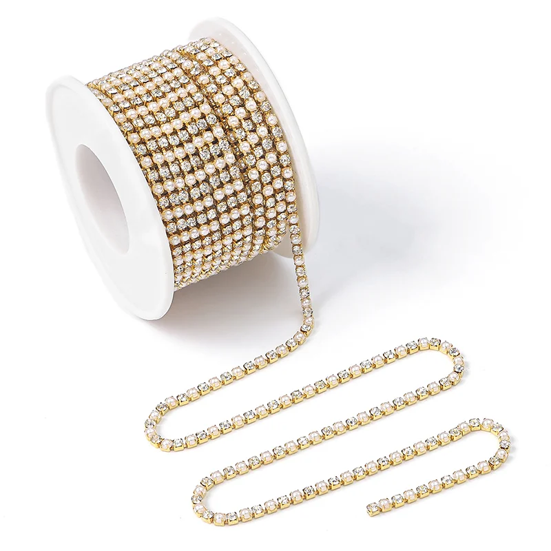 New fashion trend Garment accessories Diamond Pearl Bead Mash-up Rhinestone Chain