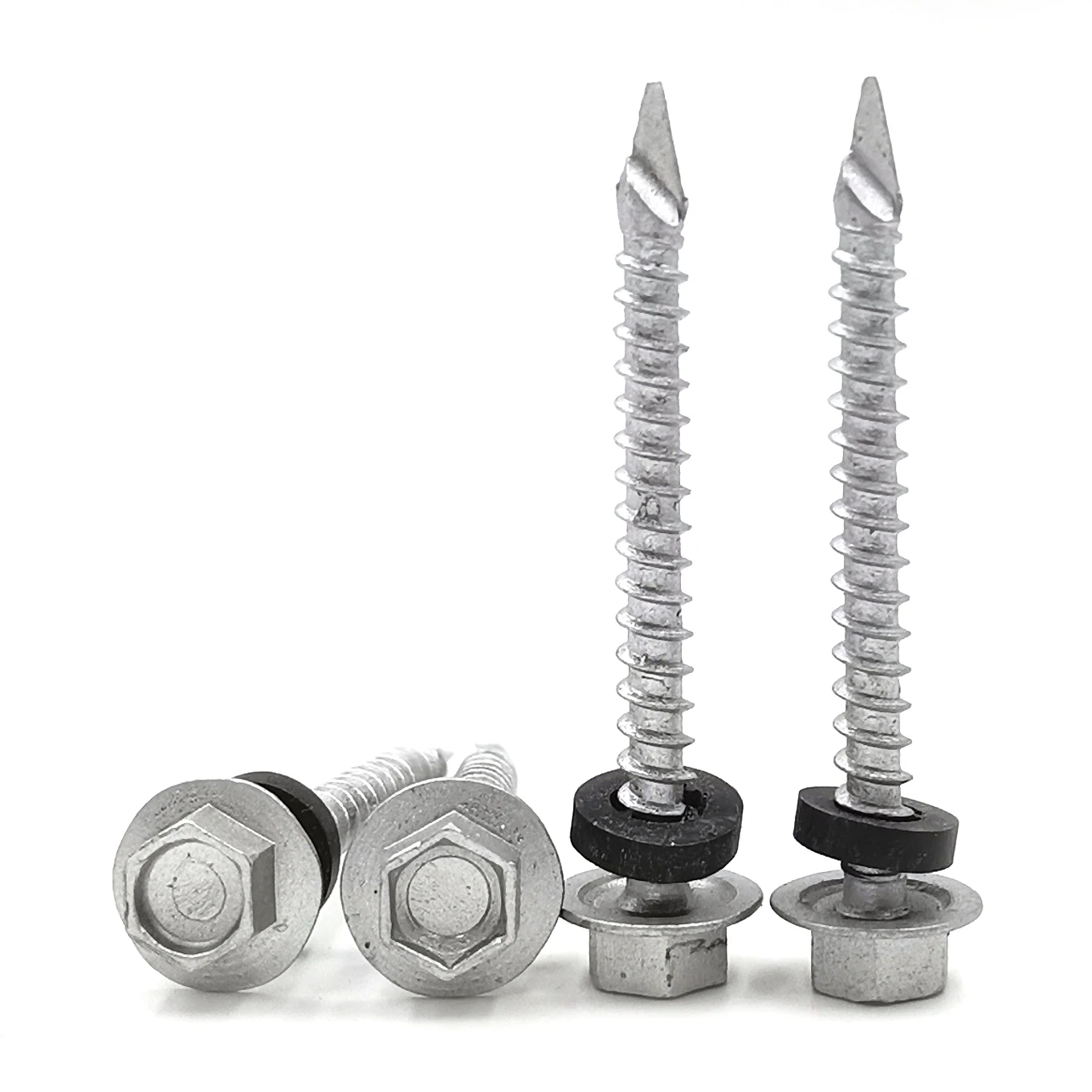 Yellow Zinc Plated Serrated Flanged  Hex Head Self Drilling Screws with EPDM Rubber Steel Washer for Sheet Metal China Factory