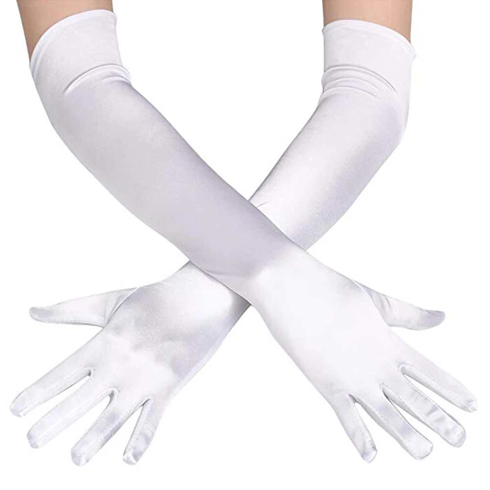 
Coldker 2021 Fashion Long Gloves Satin Opera Evening Party Prom Costume Glove Black Blue Gold Pink Party Gloves 