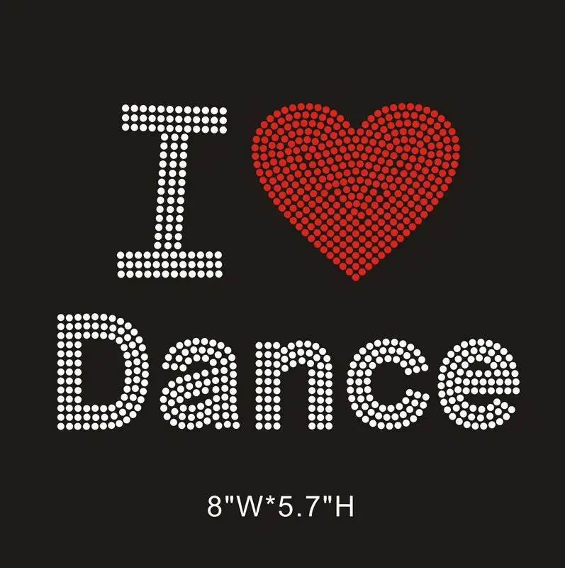 i love dance round crystal flatback rhinestone iron on transfer for apparel