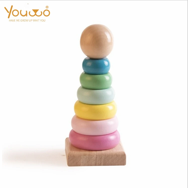 
Baby Rainbow Wooden Toys Learning Blocks Tower 