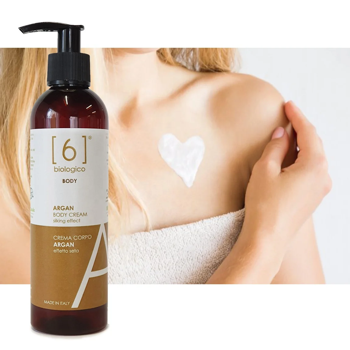 Organic Argan Oil Body Cream with Silking Effect - Made in Italy - All Natural Ingredients -