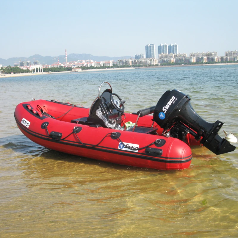 3.8M pvc hypalon Material fiberglass aluminum bottom inflatable rib boat with console motor speed fishing rescue boat