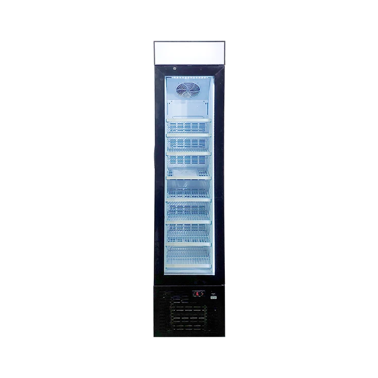 Meisda SD105B Portable Electric Refrigerator Single Glass Door Upright Freezer with Wheels for Ice Cream Store Promotion