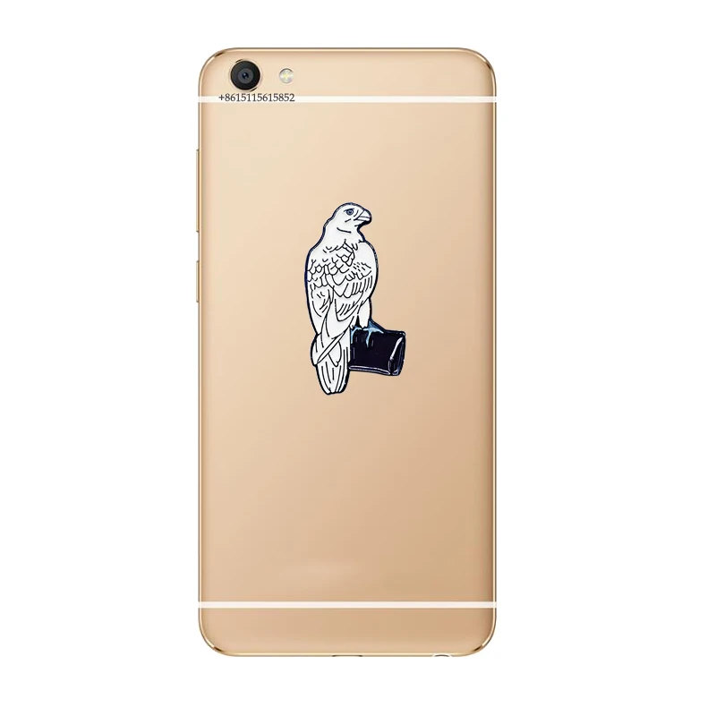 Logo enamel lapel pin hot selling custom phone accessory cute animal design sticker, free mold metal adhesive stickers
