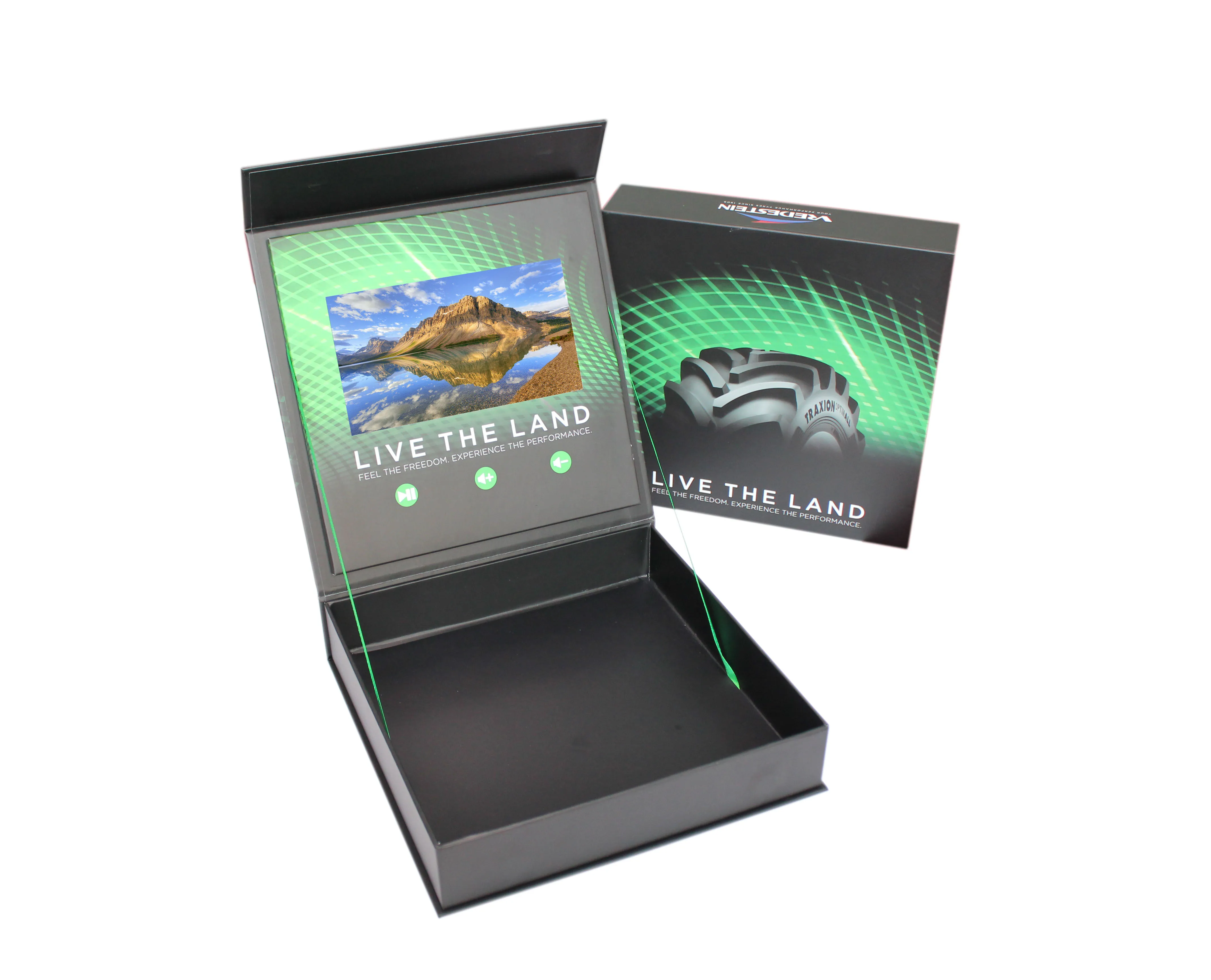 Fashionable  homemade well crafted  7 inch HD IPS LCD hardcover box promotional video gift box