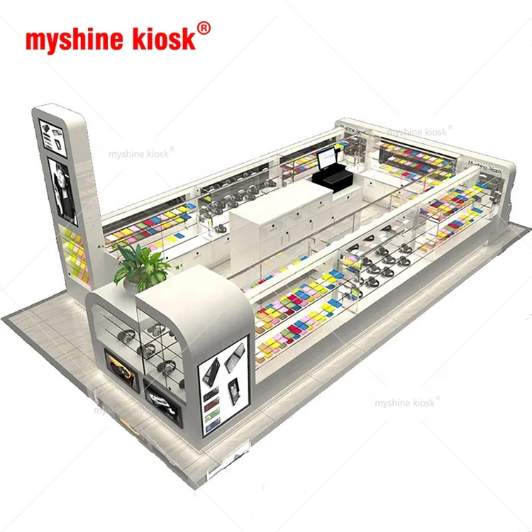 Retail Cell Phone Accessories Display Stand Phone Accessories Showcase mall kiosk for phone display showcase