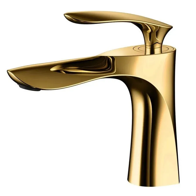 Lavatory Faucet Gold Wholesale Basin Taps Bathroom Mixer Faucet Brass Ceramic Plated Modern Contemporary Fujian Polished 3 Years