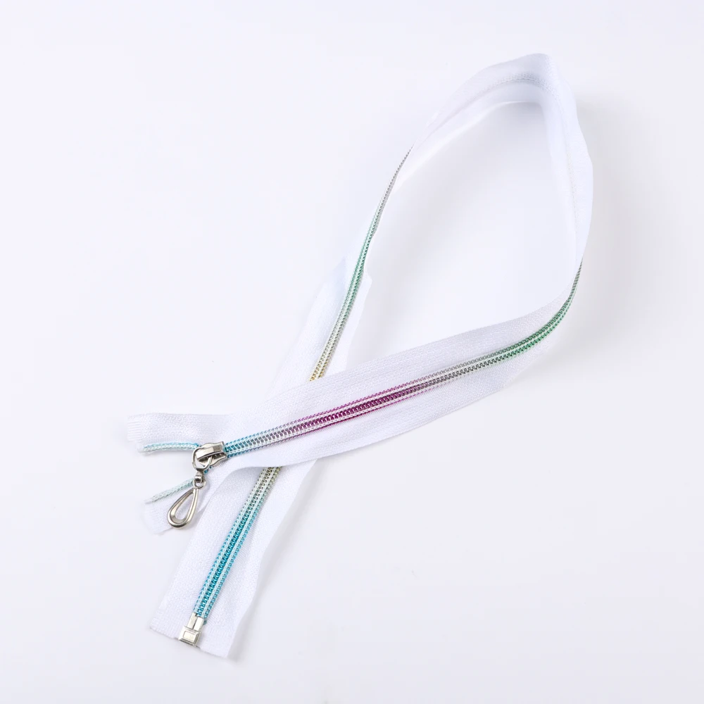 RTS 5# Cheap Closed-end Zipper for Garments processing Accessories Colorful Teeth Nylon Zipper with fancy zip pulls