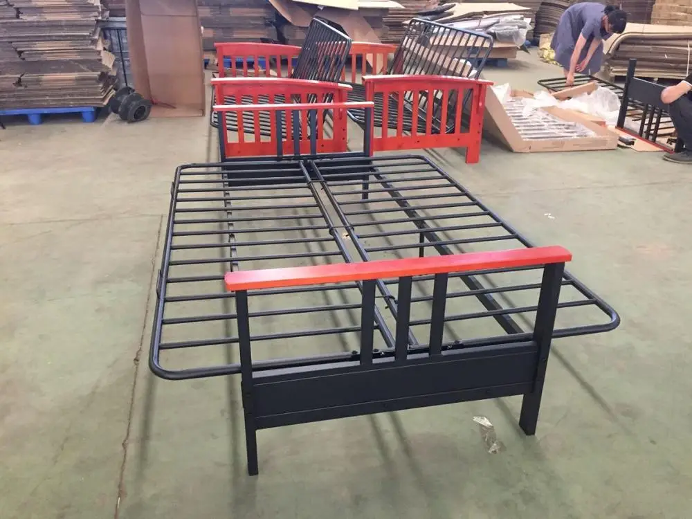 USA Popular K/D Furniture Wood Arm Metal Futon Sofa Bed