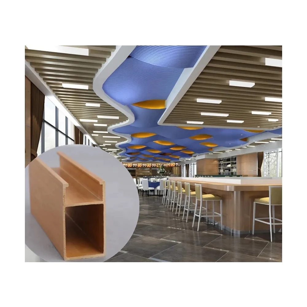 decking cheap Wood grain customized design pvc wpc hotel suspended ceiling  panel tiles