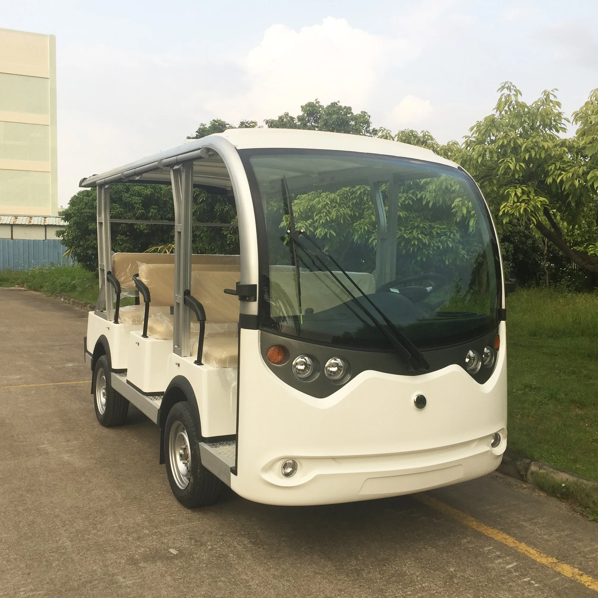  48V AC System Tourist Car Without Doors 8 Seater Electric Sightseeing Bus