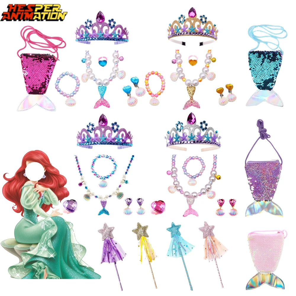 2023 New 21 Styles Princess Dress For Girls With Accessories The Little Mermaids Jewelry Set Girls Princess Accessories