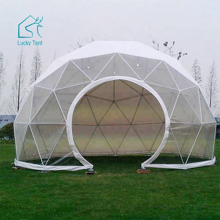 Good Quality White Yurt 75Kg/Sqm Snow Load Geodesic Party Dome Tents for Events with Round PVC Door
