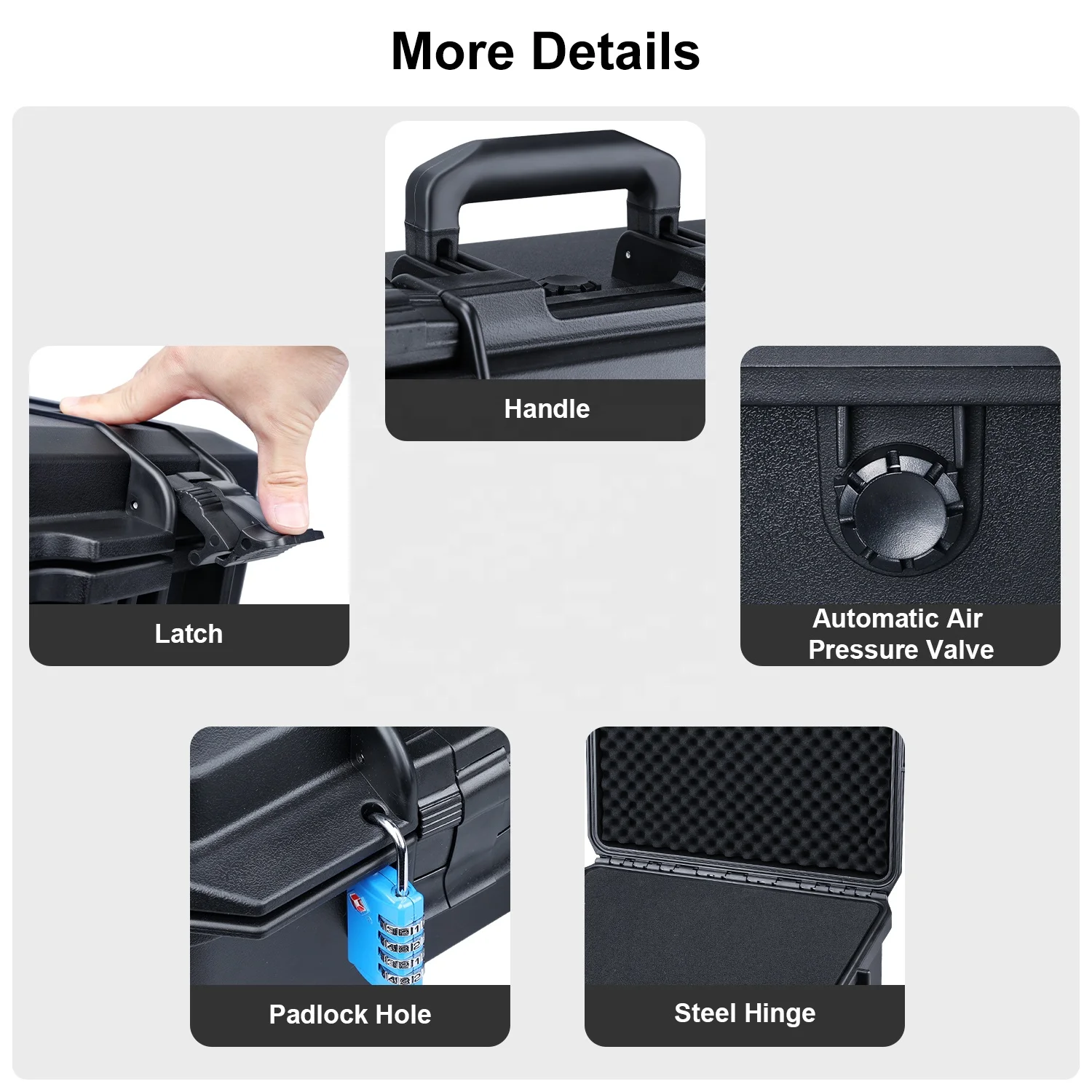 [RTS 413623] Medium Deep Waterproof Rugged Hard Case with Foam for Scanner, Electronic Equipment, Tools, 41x36x23cm