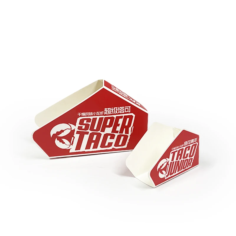 Restaurant Togo Takeout Cardboard Food Boxes Burrito Nachos Big Tacos Packaging Holder Container for Taco