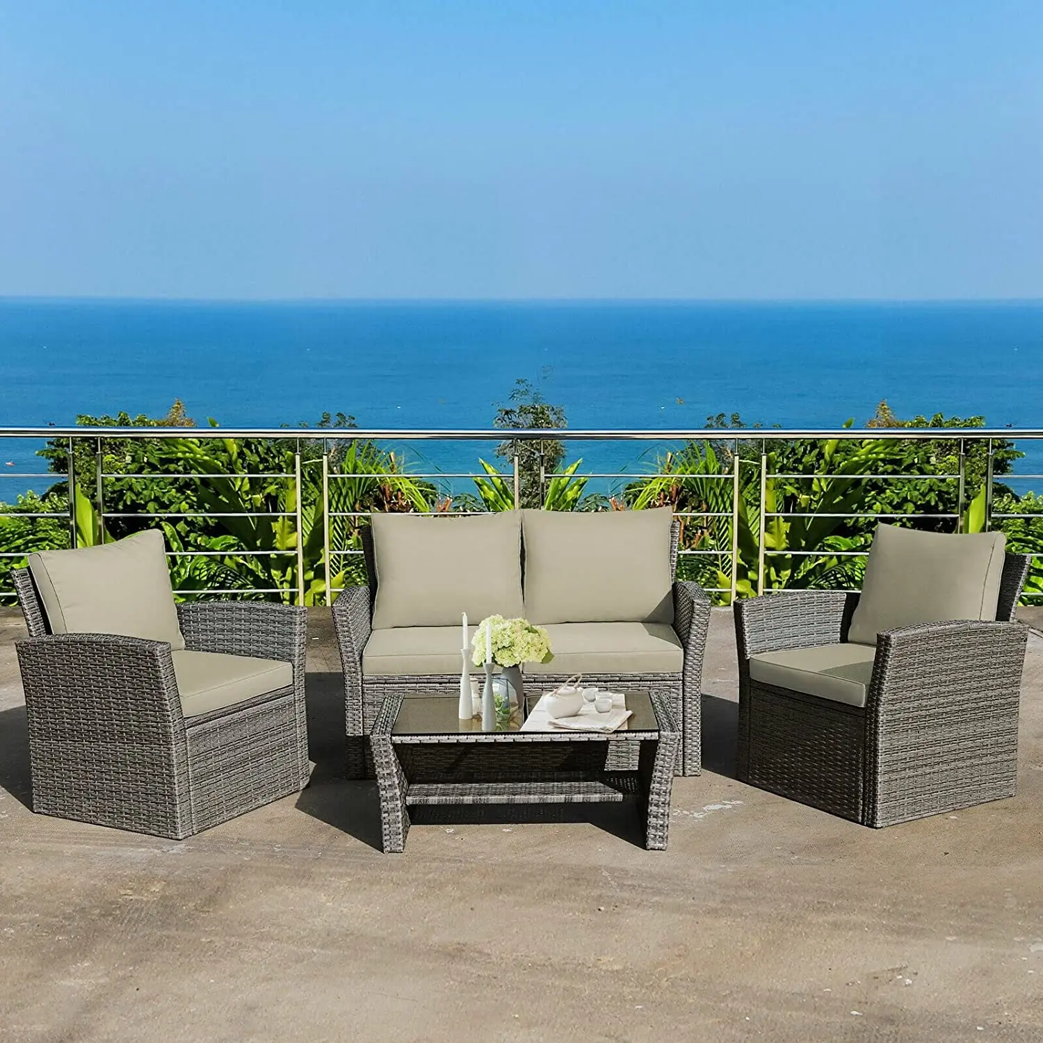Garden Relax Furniture Hotel Metal Lounge Sofa Set Polyethylene