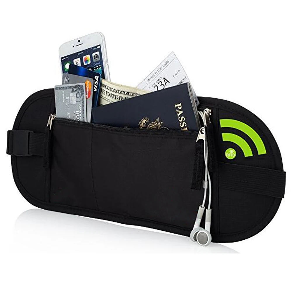 Custom Sporting Travel Hidden Wallet RFID Money Belt rfid money belt Hidden Money Belt