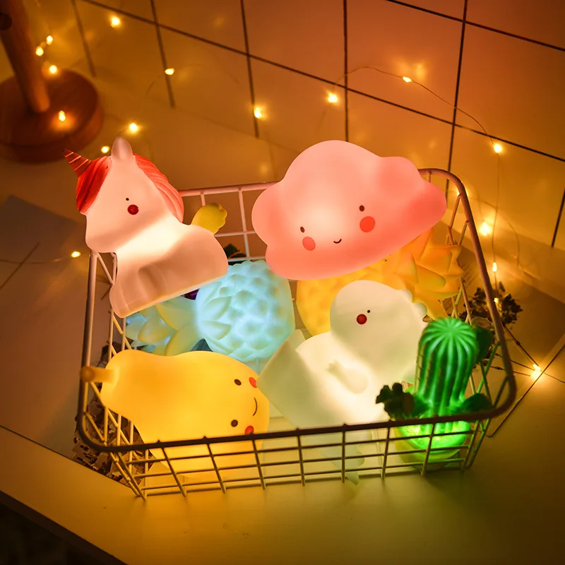 Cartoon night light kids cloud/star/unicorn/flamingo /shell /heart shape led table light night lamp for kids decoration