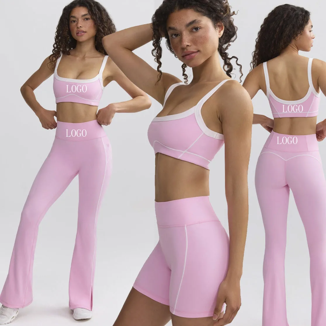 Women Sportswear Seamless Custom Logo Activewear High Waist Bra Workout Nude Yoga Clothing Gym Fitness Sets