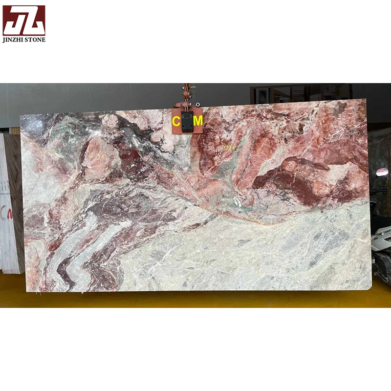 Macaron Pink Marble Stone Fashionable Smokey Pink Quartzite with Grey Veins Polished Surface Big Slab for Villa Home Decoration