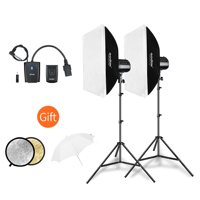 Godox 400Ws Strobe Studio Flash Light Kit 2pcs 200Ws Photographic Lighting - Strobes, Light Stands, Triggers, Soft Box