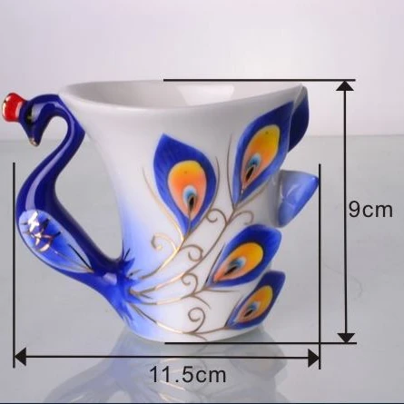
Creative Gifts Ceramic peacock Cup and Saucer - tea cup set as birthday gifts 
