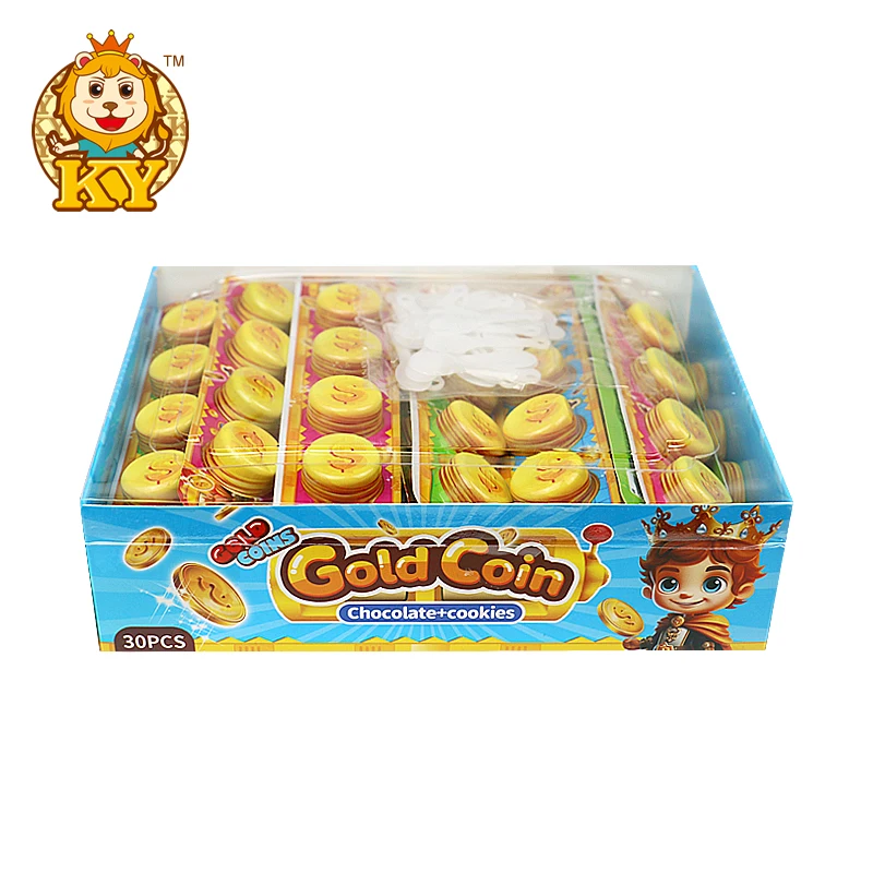 Manufacturer wholesale 5 pcs sweets coin shape chocolate biscuit
