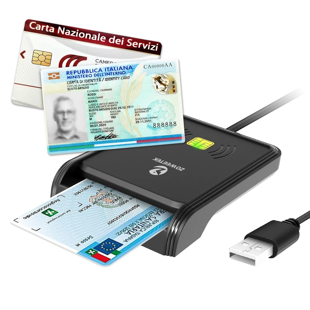 ZOWEETEK USB 2 in 1 Card Reader Contact ATM CAC ID IC SIS Credit Card Reader & Contactless RFID/NFC Access Card Reader Writer