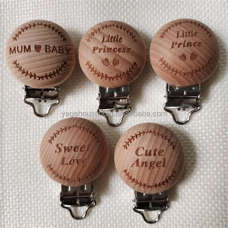 Natural Beech Wooden Pacifier Clip Baby Pacifier Clips Dummy Clips  DIY Pacifier Chain Nursing Accessory