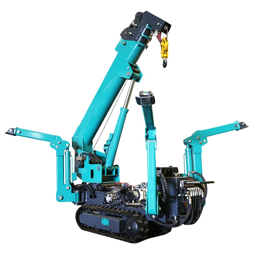 1.2 Ton Lifting Machinery Telescopic Crawler Elevator Hydraulic Engine Mini Spider Crane For Selling