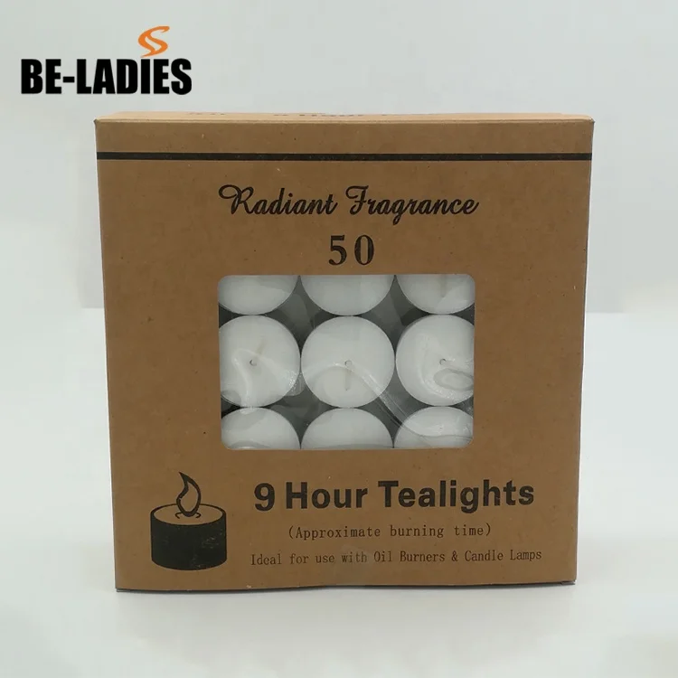 Wholesale china factory 20 pcs/pack long burning time white tealight candles in bulk