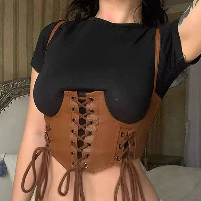 European and American Popular Lace Up Corset Belt PU Leather Ladies Wide Waist Belt Slimming Body Belts For Women