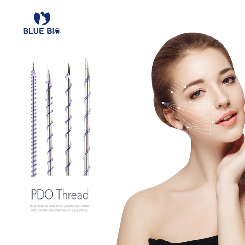 Blue Bio Sharp Medical Facial Lift Double Screw 26g 38mm Skin Lifting Pdo Screw Threads