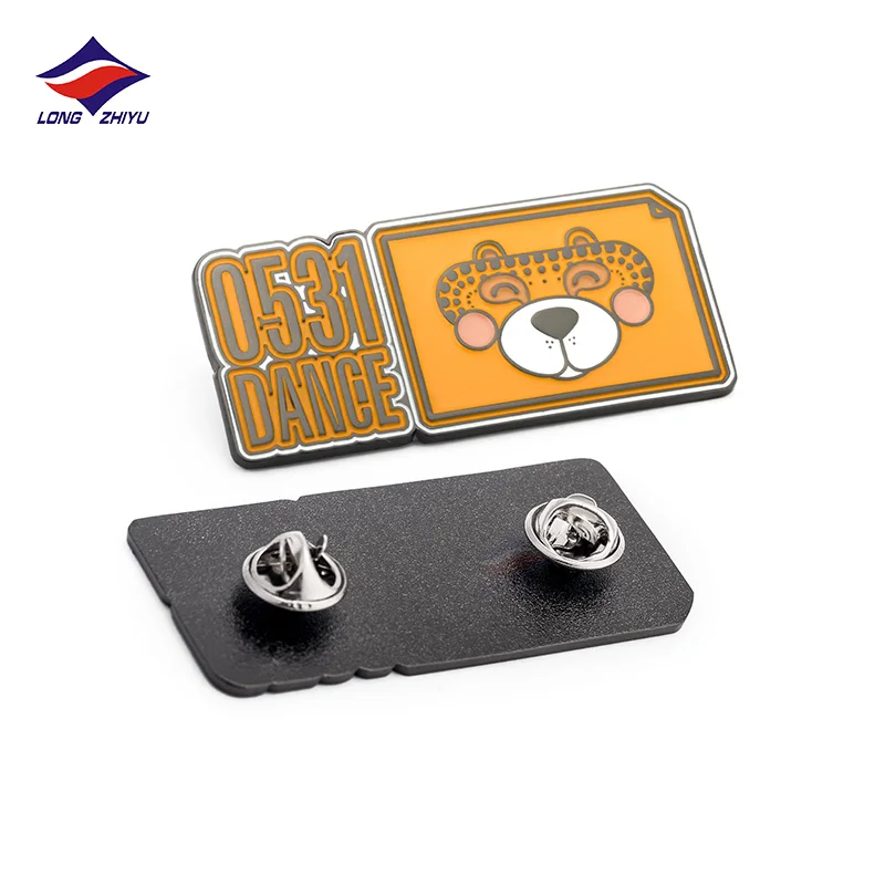 Longzhiyu 2021 New Design Custom Cute Soft Enamel Pins Black Nickel Square Lapel Pin Badges
