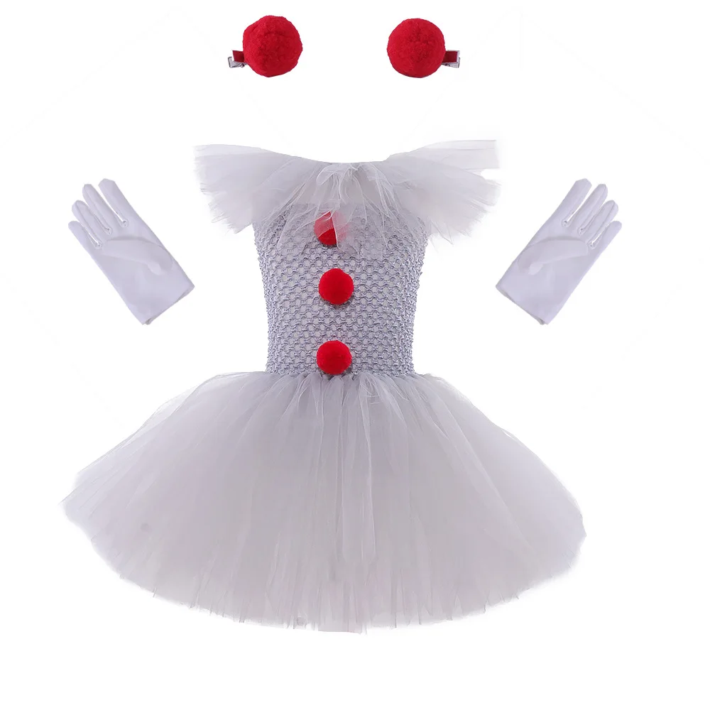 Baby Girl Halloween & Birthday Party Dress Up Carnival Clown Costume Pennywise Tutu Dress Gothic Victorian Style