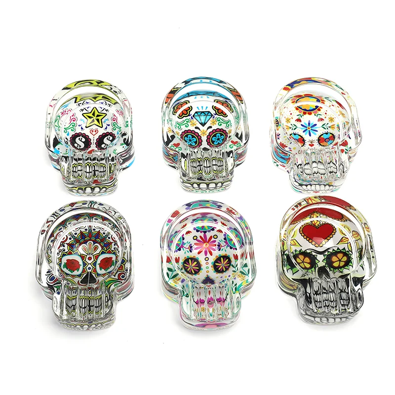 High Quality Custom Design Cigarette Glass Ashtray Glow In Dark Portable Cigar Glass Ashtray