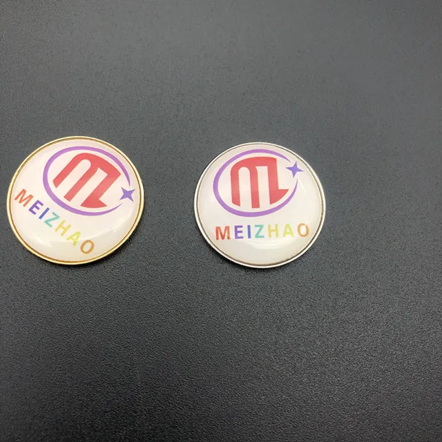 25mm Custom logo Cheap High Quality Printing Epoxy Dome Golf Accessaries Metal  Bulk Ball Golf Marker