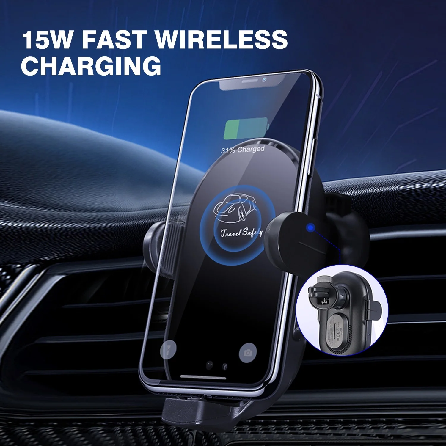 Flexible Qi wireless car charger Trending products new arrivals car wireless charger phone holder For car dashboard