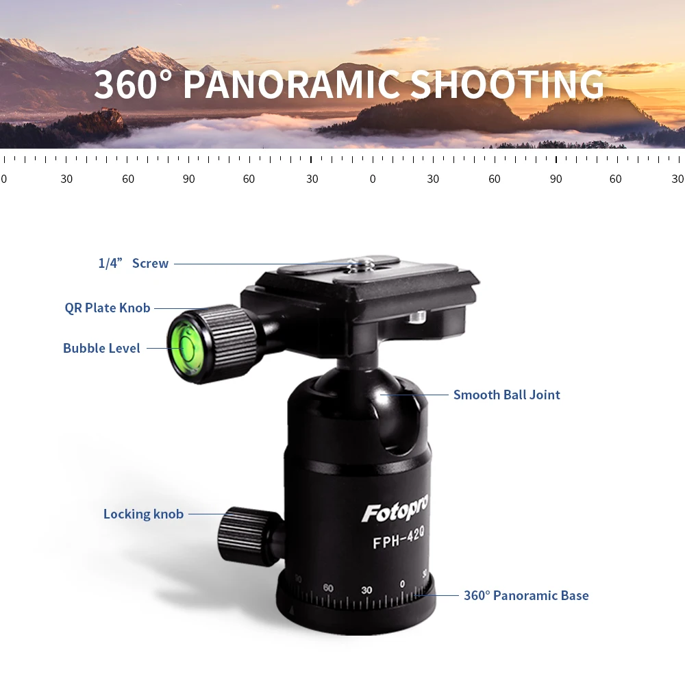 Fotopro new reversal compact professional outdoor sport camera carbon fiber tripod