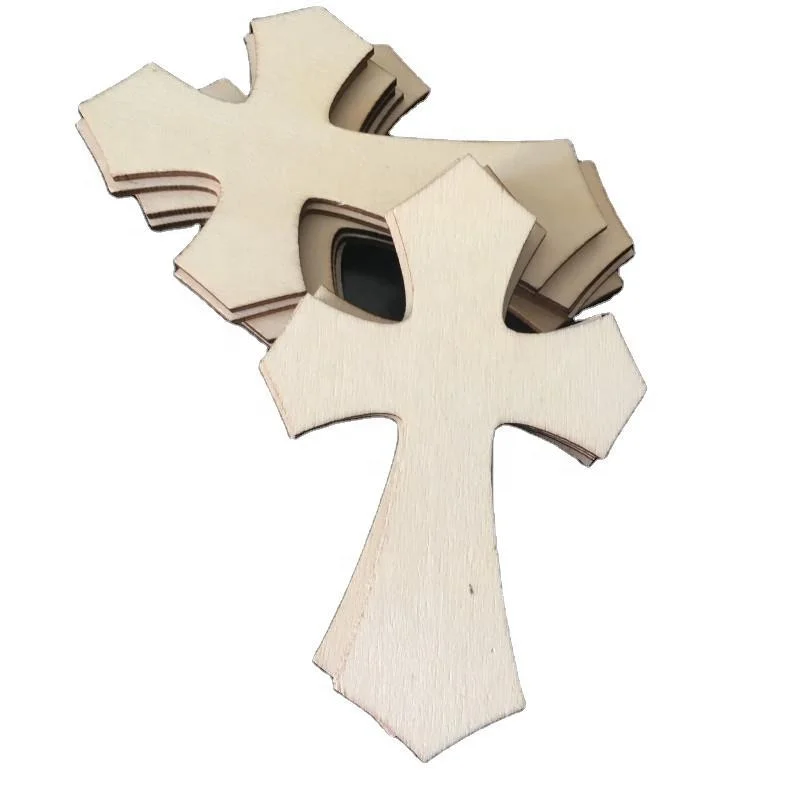 cheaper 60 pcs per bag laser cut wood craft kits wooden crosses for crafts
